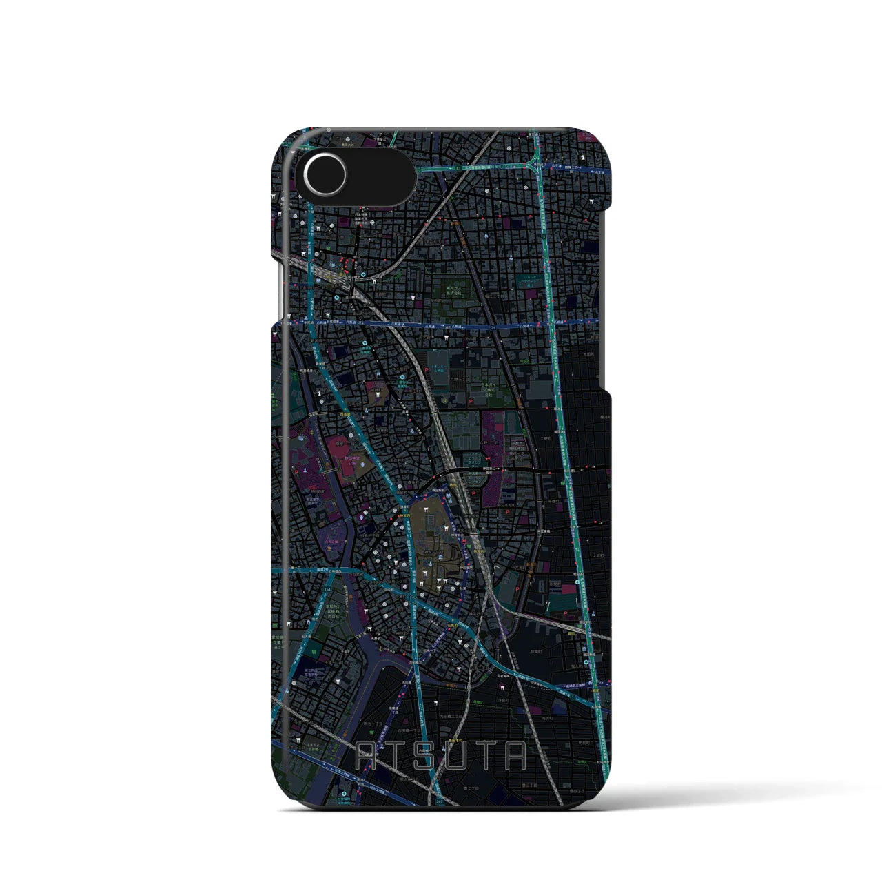 【熱田(愛知県)】地図柄iPhoneケース(バックカバータイプ)