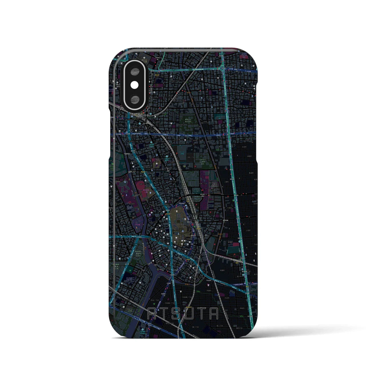 【熱田(愛知県)】地図柄iPhoneケース(バックカバータイプ)