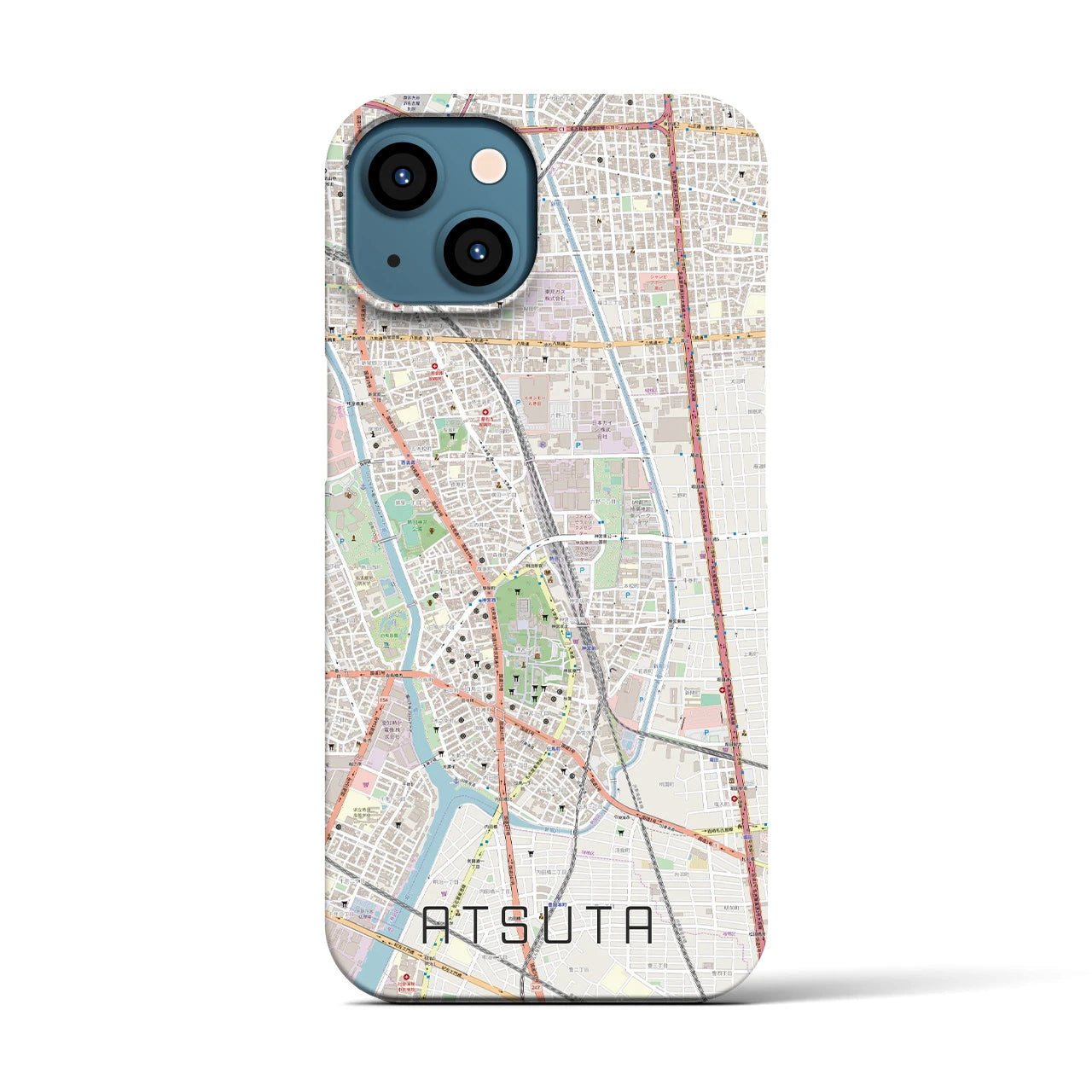 【熱田(愛知県)】地図柄iPhoneケース(バックカバータイプ)