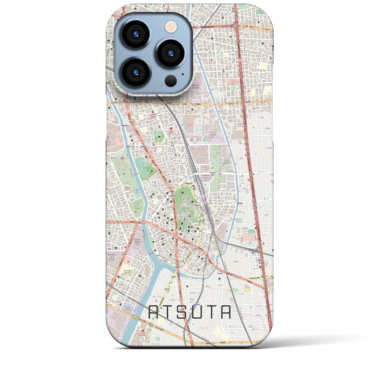 【熱田(愛知県)】地図柄iPhoneケース(バックカバータイプ)
