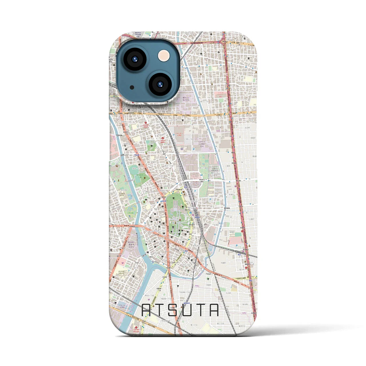【熱田(愛知県)】地図柄iPhoneケース(バックカバータイプ)