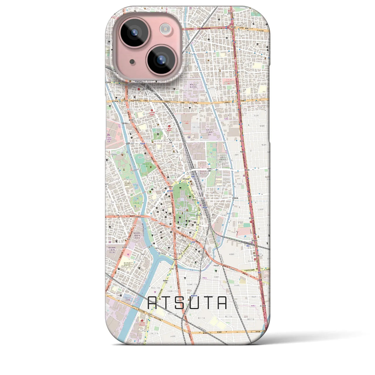 【熱田(愛知県)】地図柄iPhoneケース(バックカバータイプ)