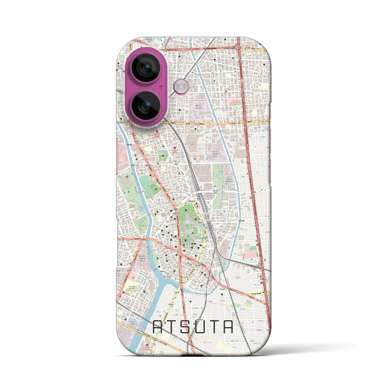 【熱田(愛知県)】地図柄iPhoneケース(バックカバータイプ)