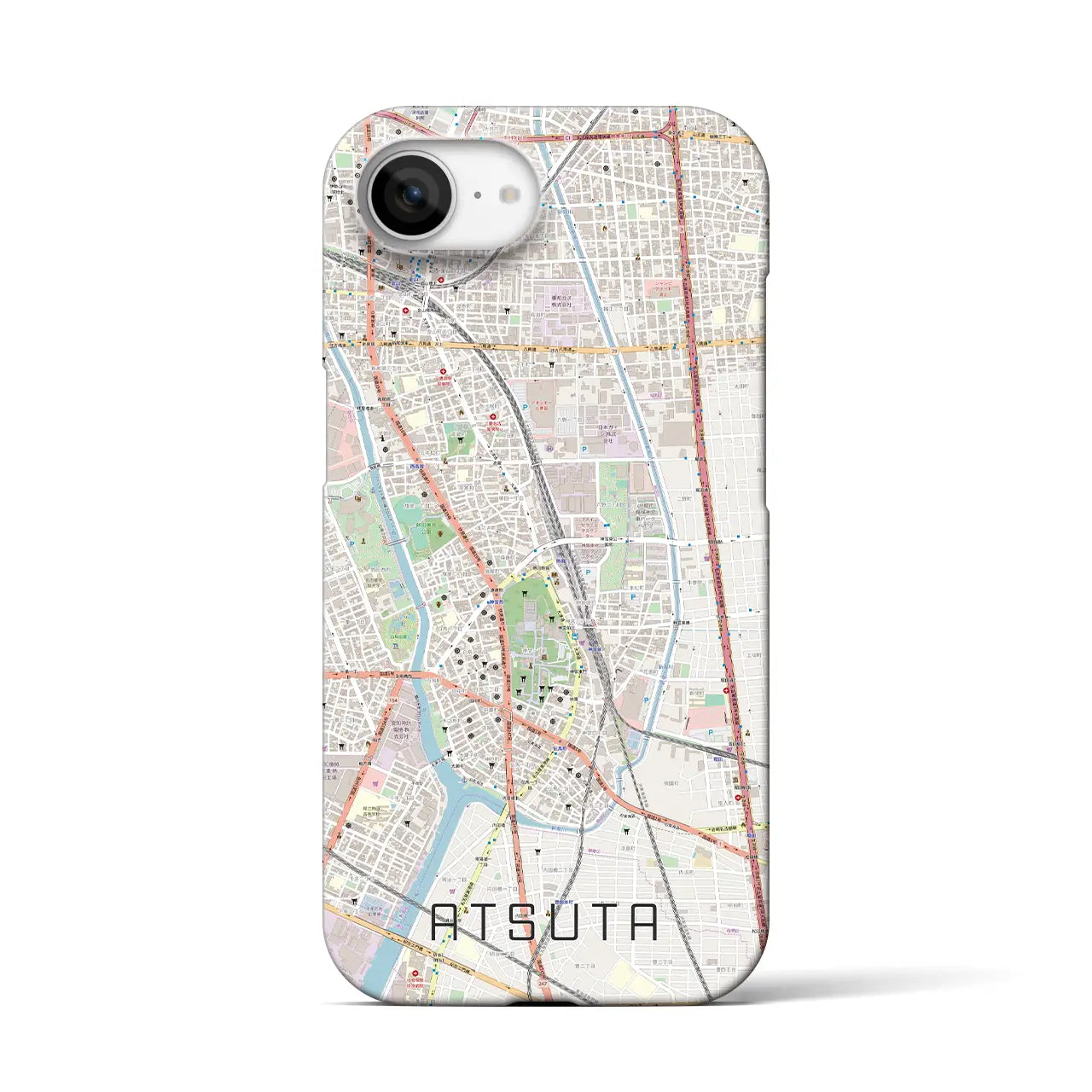 【熱田(愛知県)】地図柄iPhoneケース(バックカバータイプ)