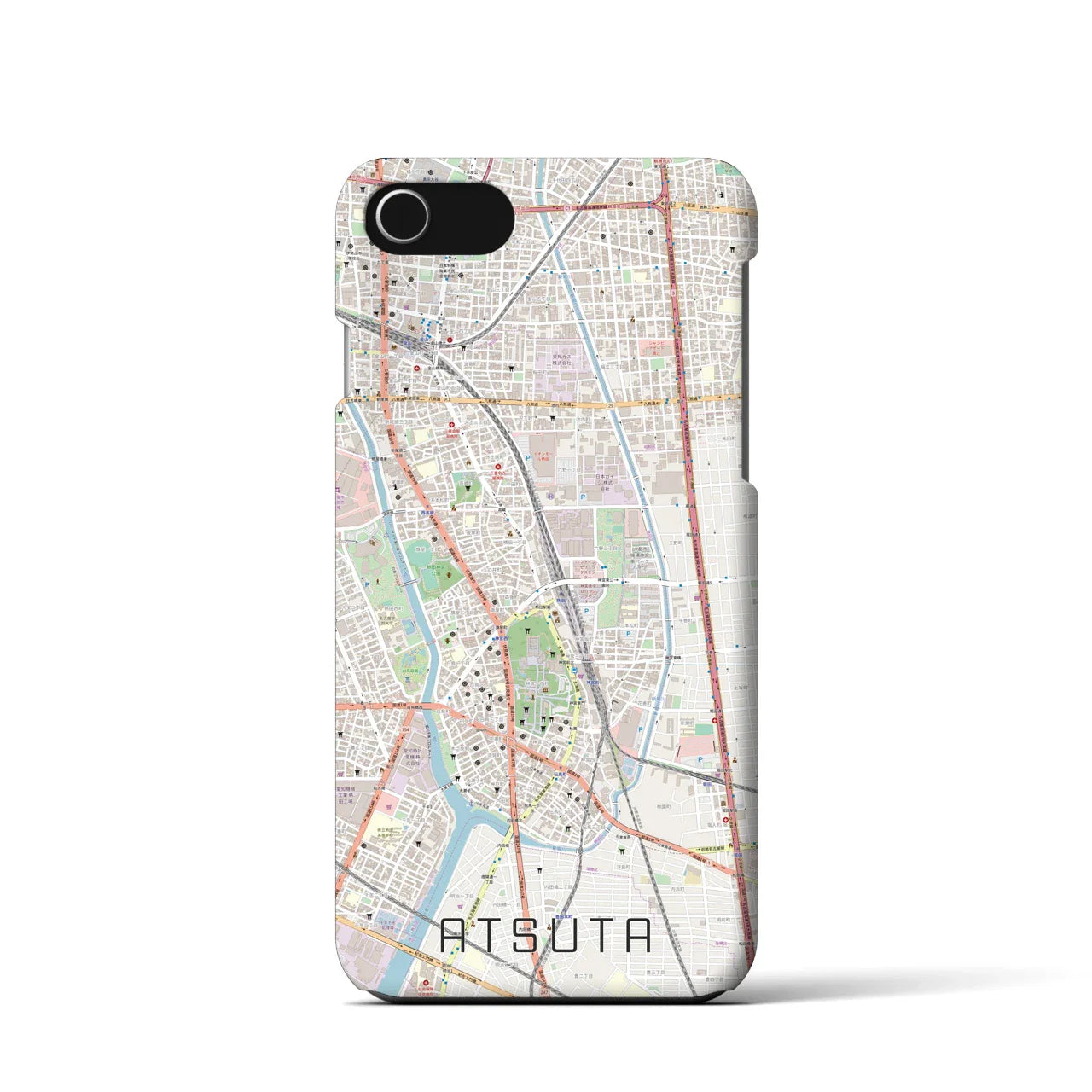 【熱田(愛知県)】地図柄iPhoneケース(バックカバータイプ)