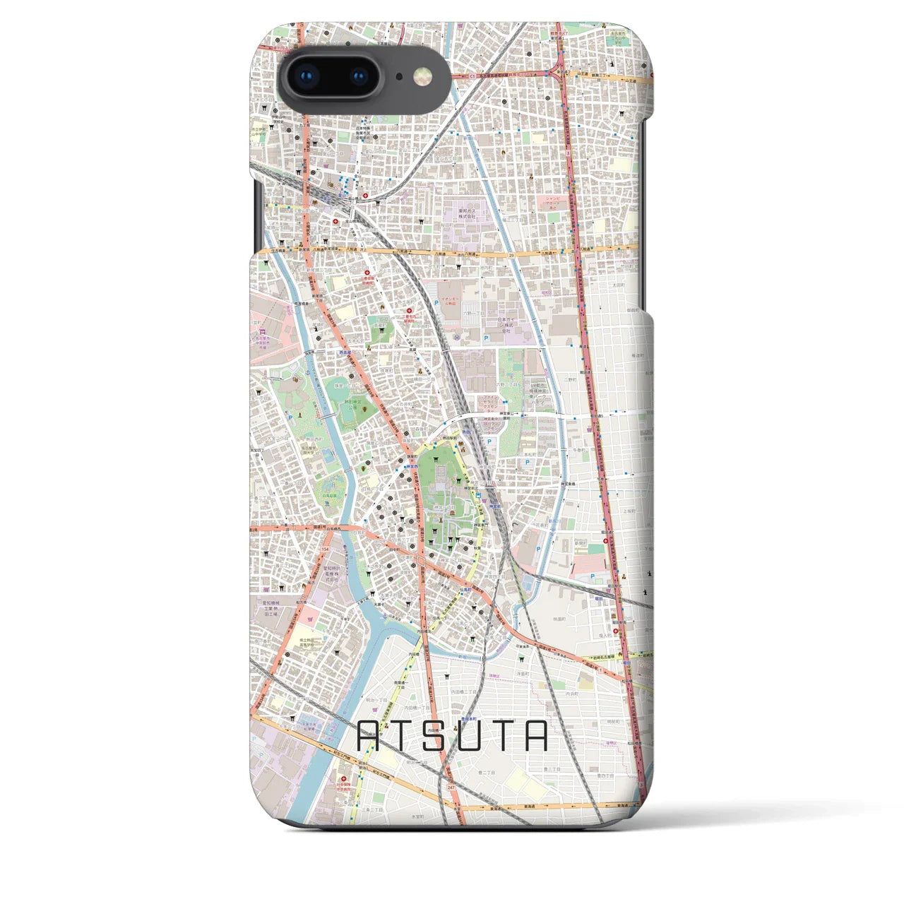 【熱田(愛知県)】地図柄iPhoneケース(バックカバータイプ)
