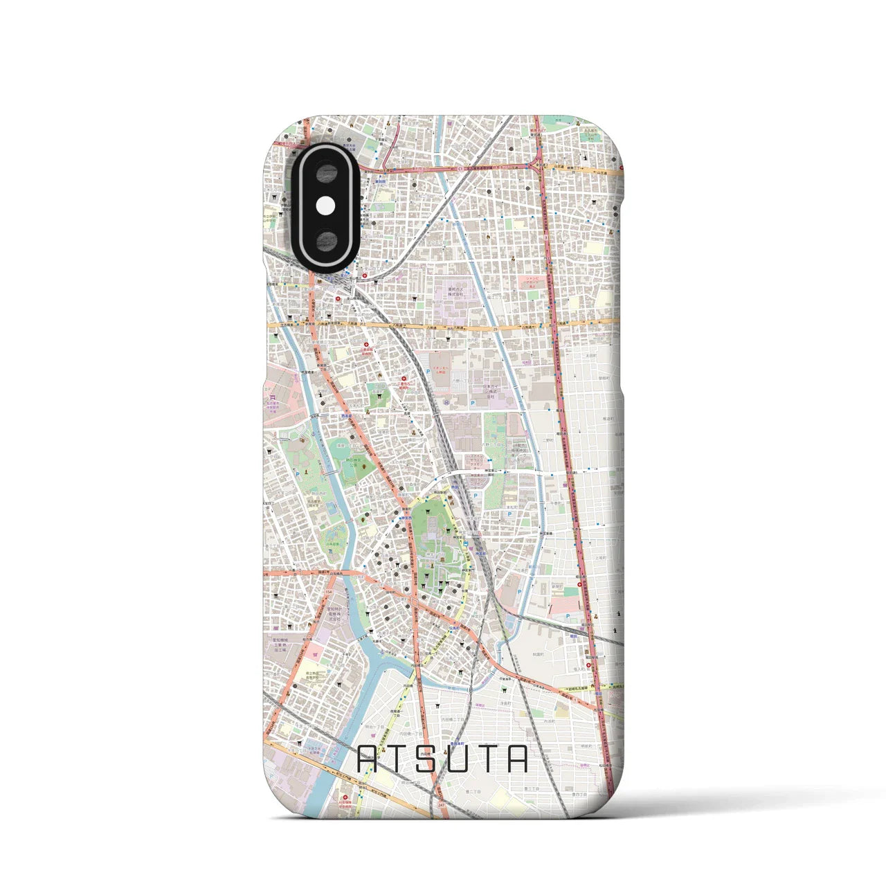 【熱田(愛知県)】地図柄iPhoneケース(バックカバータイプ)