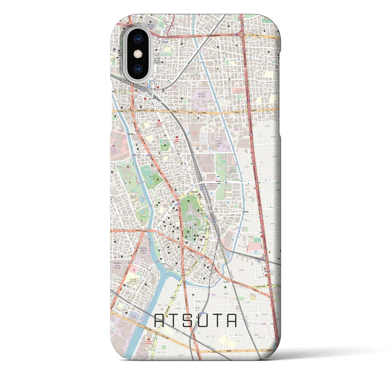 【熱田(愛知県)】地図柄iPhoneケース(バックカバータイプ)
