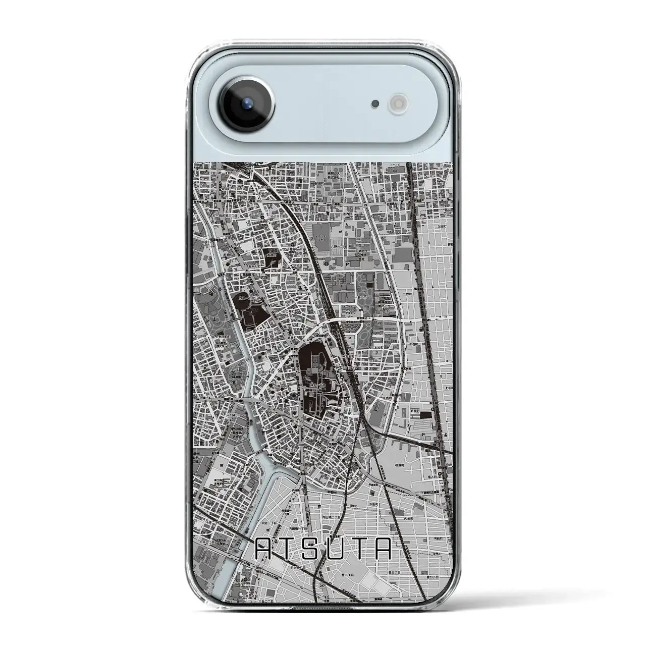 【熱田(愛知県)】地図柄iPhoneケース(クリアタイプ)モノトーン・iPhone 17 Pro Max 用