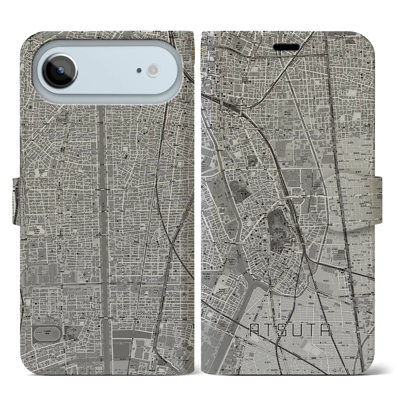 【熱田(愛知県)】地図柄iPhoneケース(手帳タイプ)