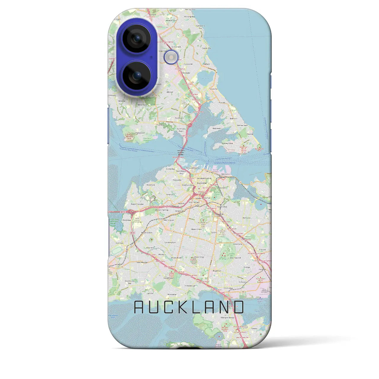 【オークランド(ニュージーランド)】地図柄iPhoneケース(バックカバータイプ)ブラック・iPhone 16 Pro Max 用