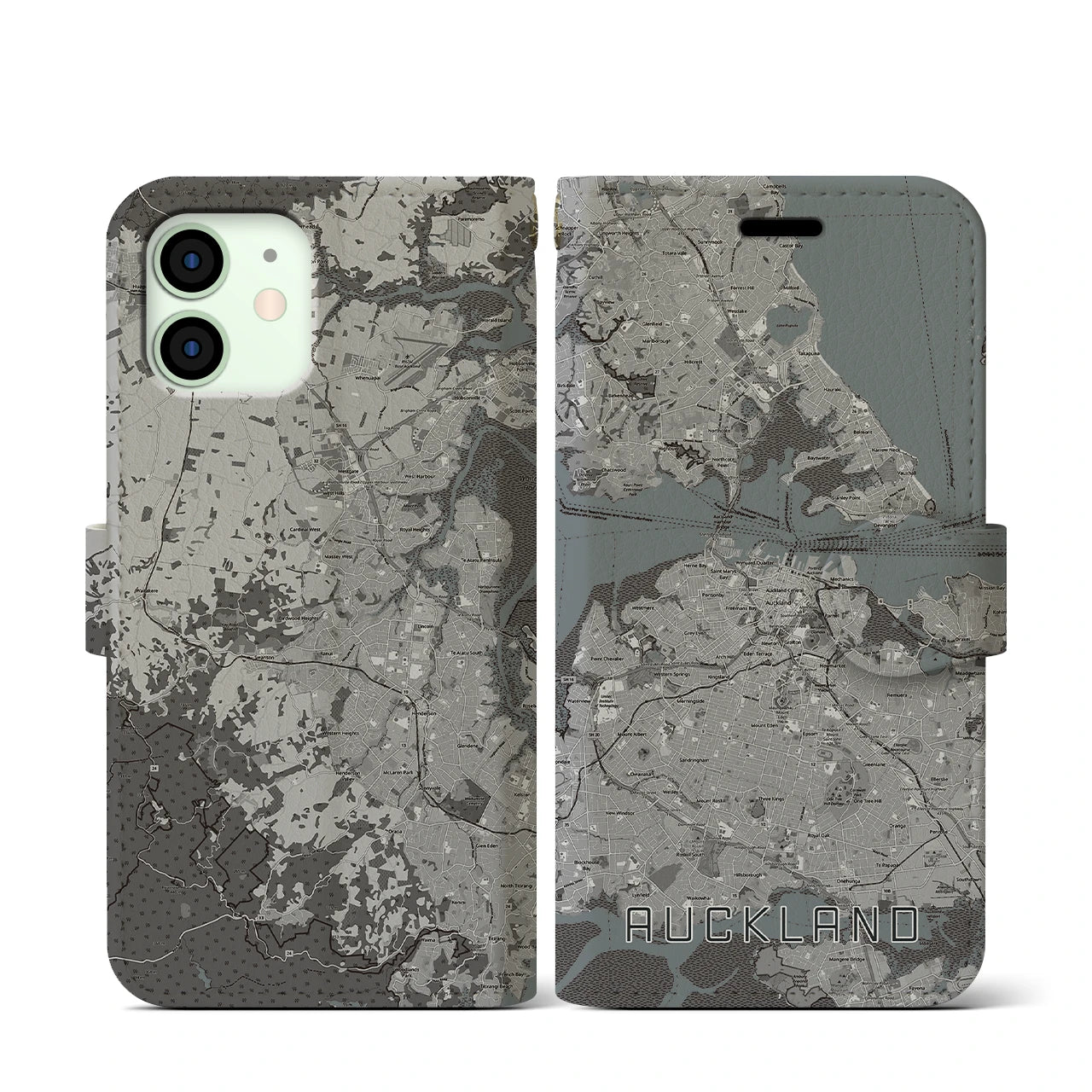 【オークランド(ニュージーランド)】地図柄iPhoneケース(手帳タイプ)