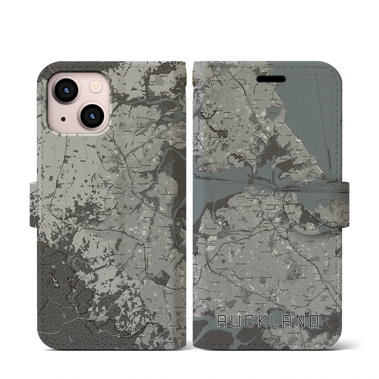 【オークランド(ニュージーランド)】地図柄iPhoneケース(手帳タイプ)