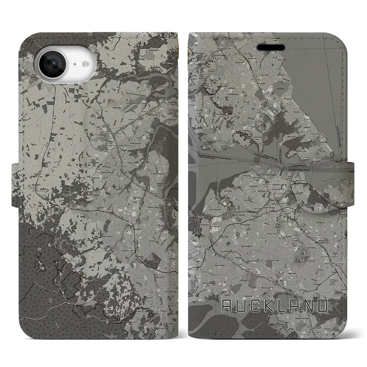 【オークランド(ニュージーランド)】地図柄iPhoneケース(手帳タイプ)