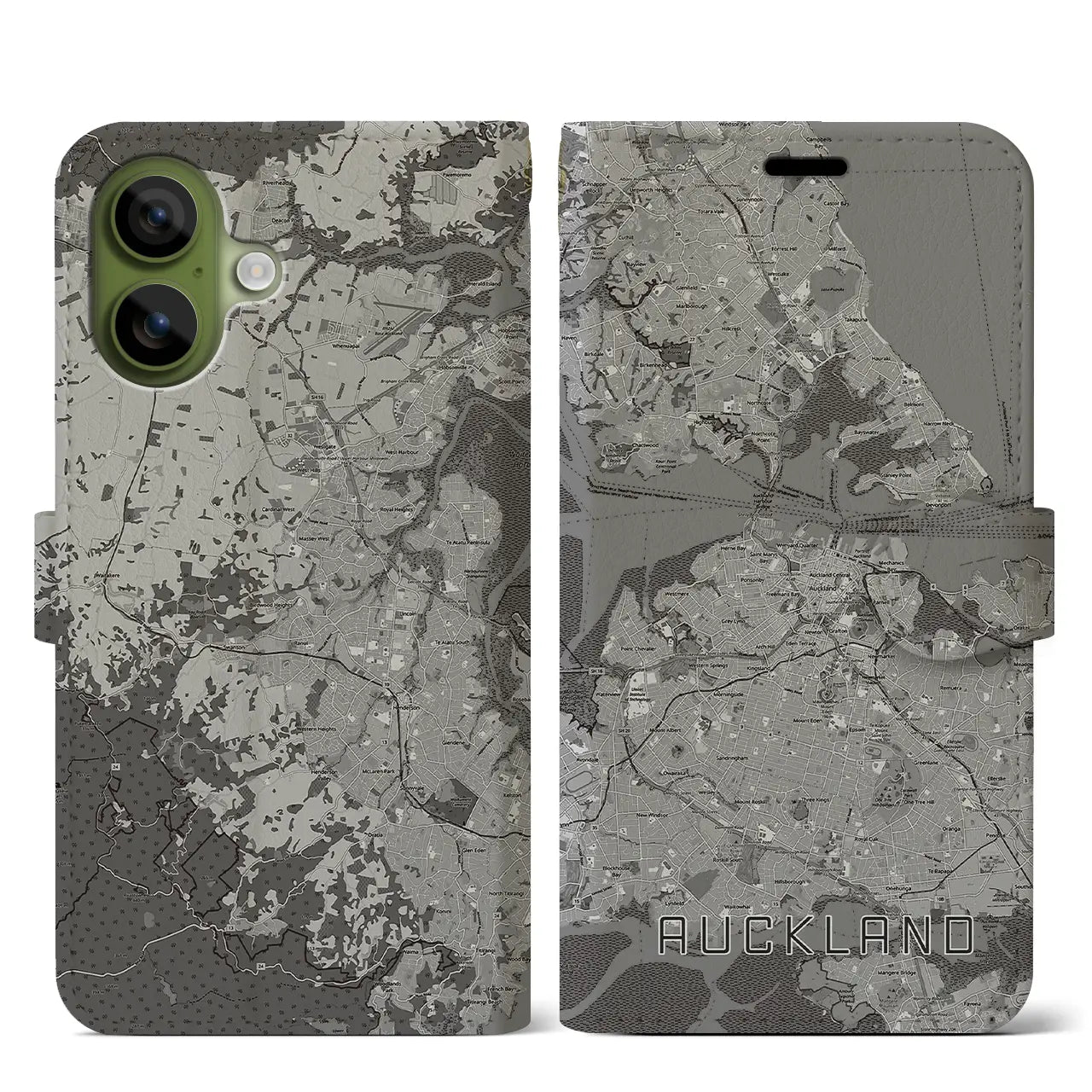 【オークランド(ニュージーランド)】地図柄iPhoneケース(手帳タイプ)