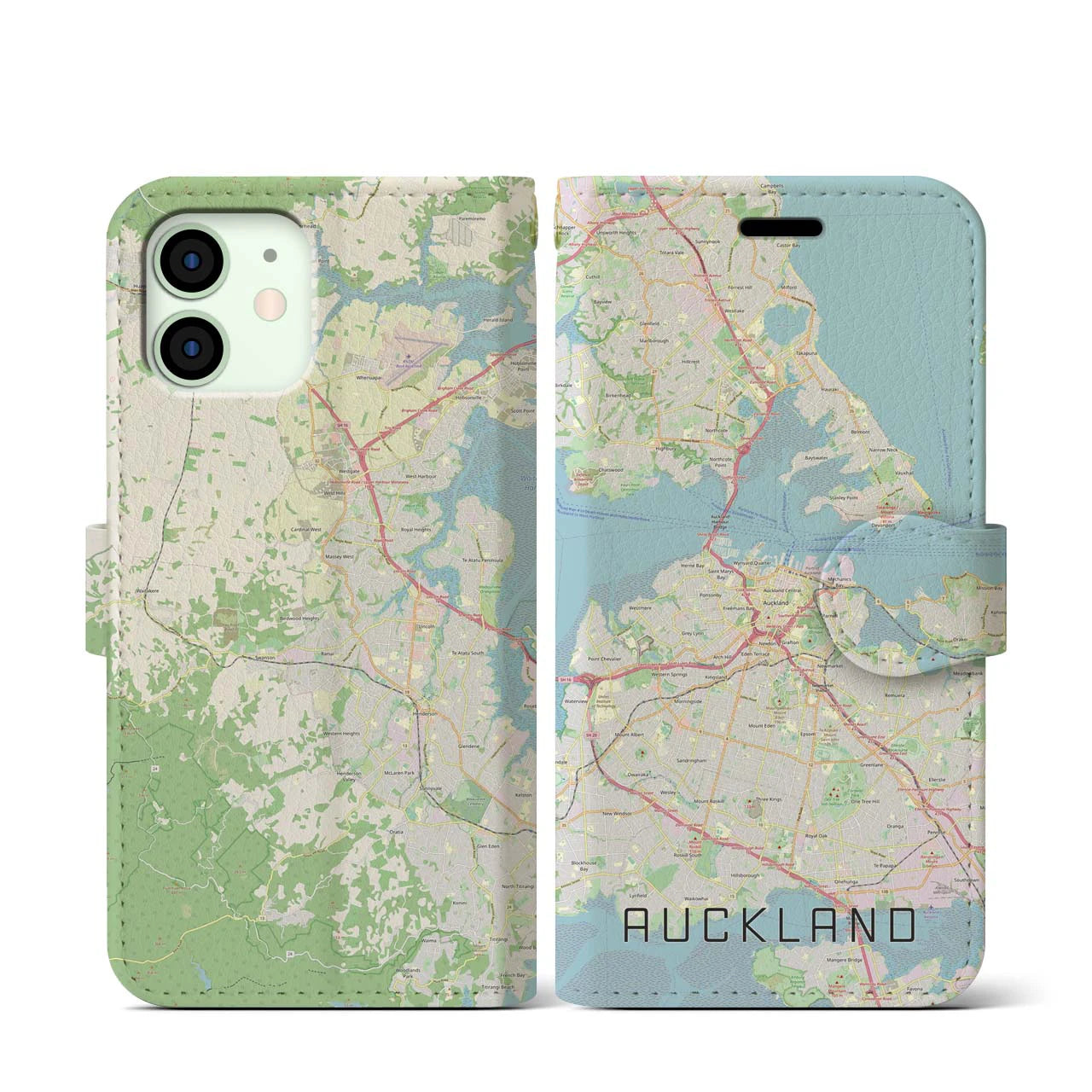 【オークランド(ニュージーランド)】地図柄iPhoneケース(手帳タイプ)