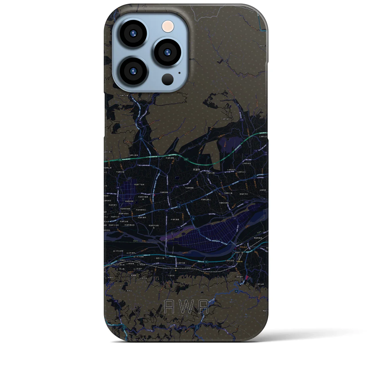 【阿波(徳島県)】地図柄iPhoneケース(バックカバータイプ)