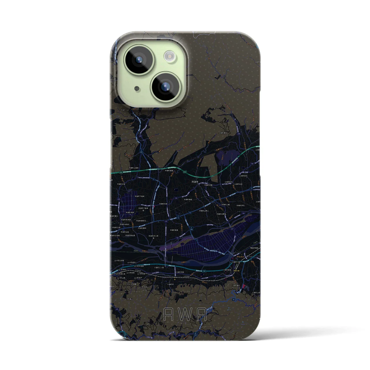 【阿波(徳島県)】地図柄iPhoneケース(バックカバータイプ)