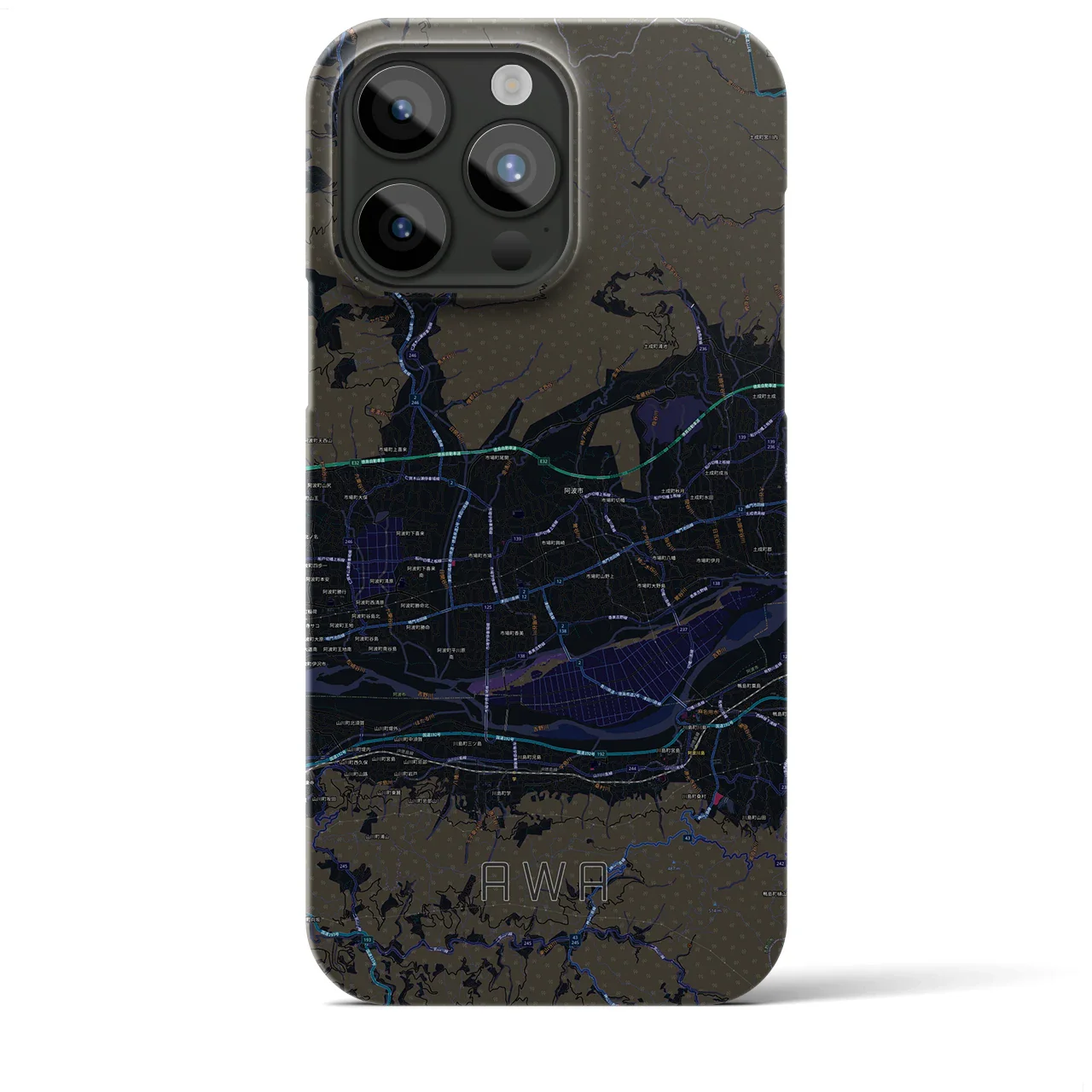 【阿波(徳島県)】地図柄iPhoneケース(バックカバータイプ)