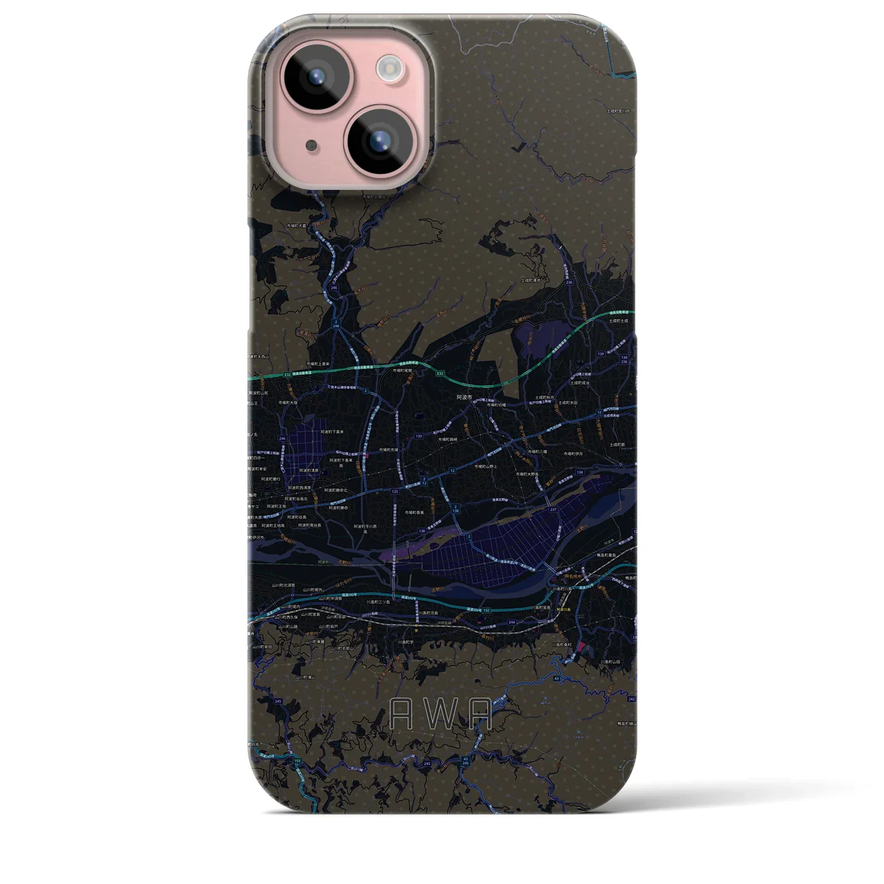 【阿波(徳島県)】地図柄iPhoneケース(バックカバータイプ)