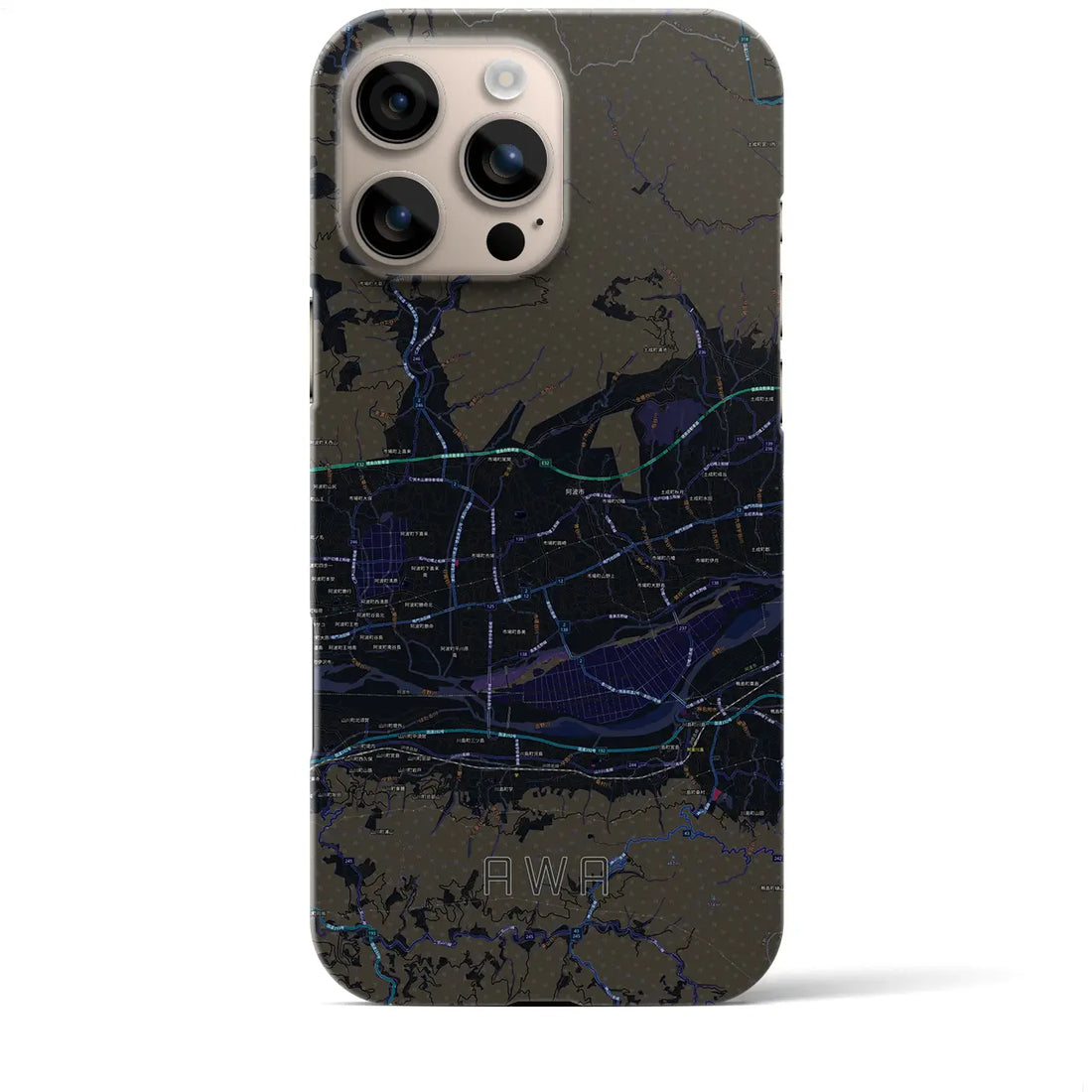 【阿波(徳島県)】地図柄iPhoneケース(バックカバータイプ)