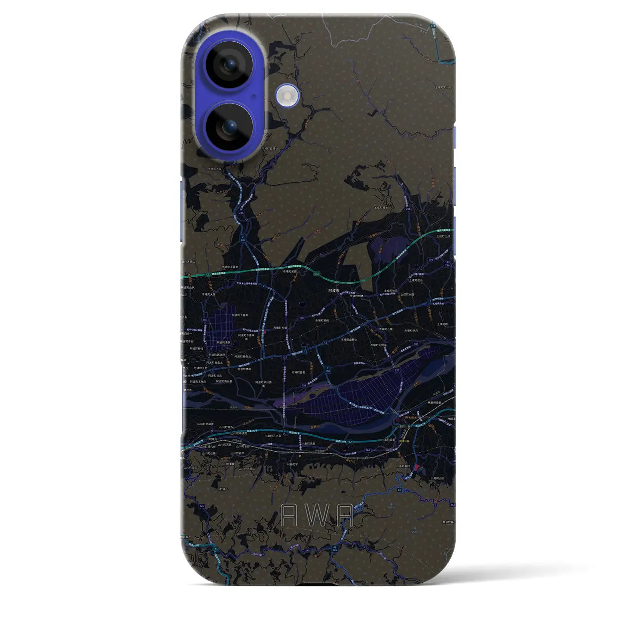 【阿波(徳島県)】地図柄iPhoneケース(バックカバータイプ)