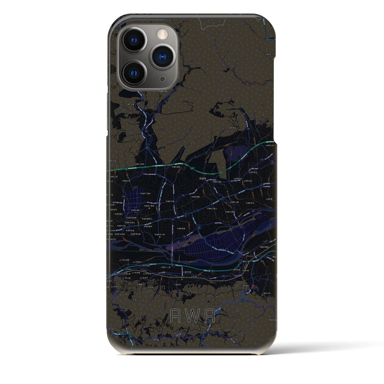 【阿波(徳島県)】地図柄iPhoneケース(バックカバータイプ)