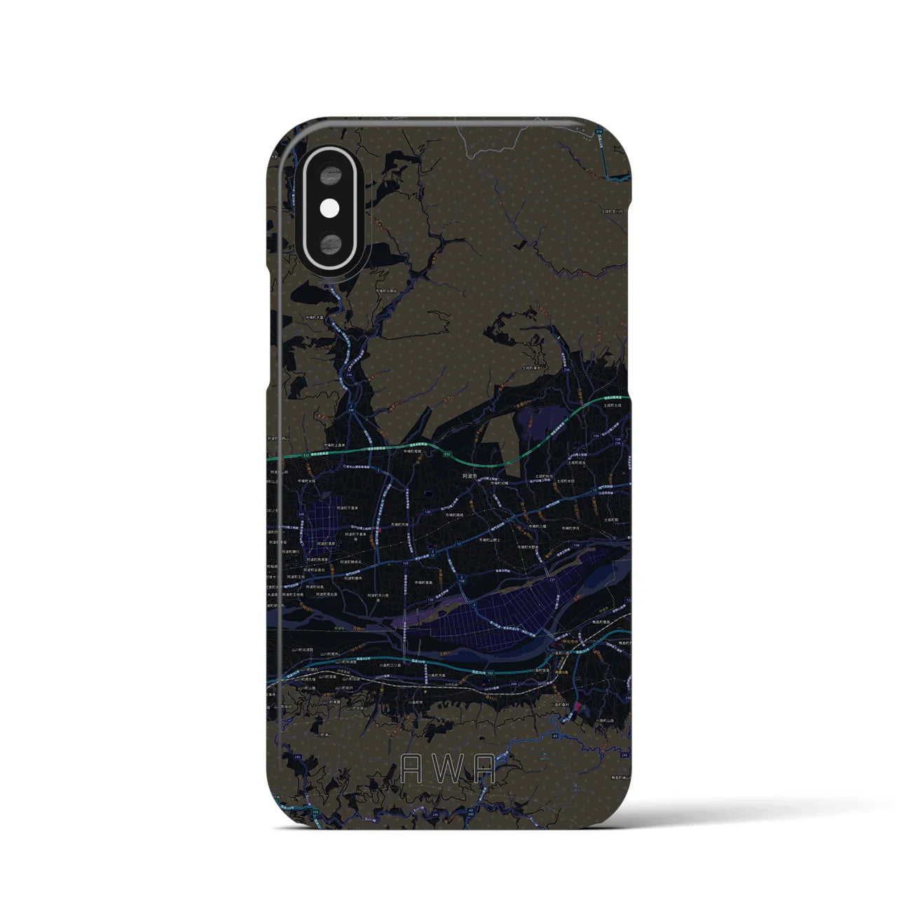 【阿波(徳島県)】地図柄iPhoneケース(バックカバータイプ)