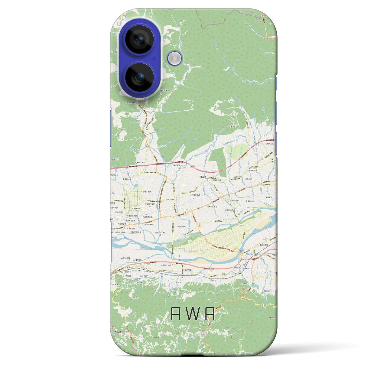 【阿波(徳島県)】地図柄iPhoneケース(バックカバータイプ)