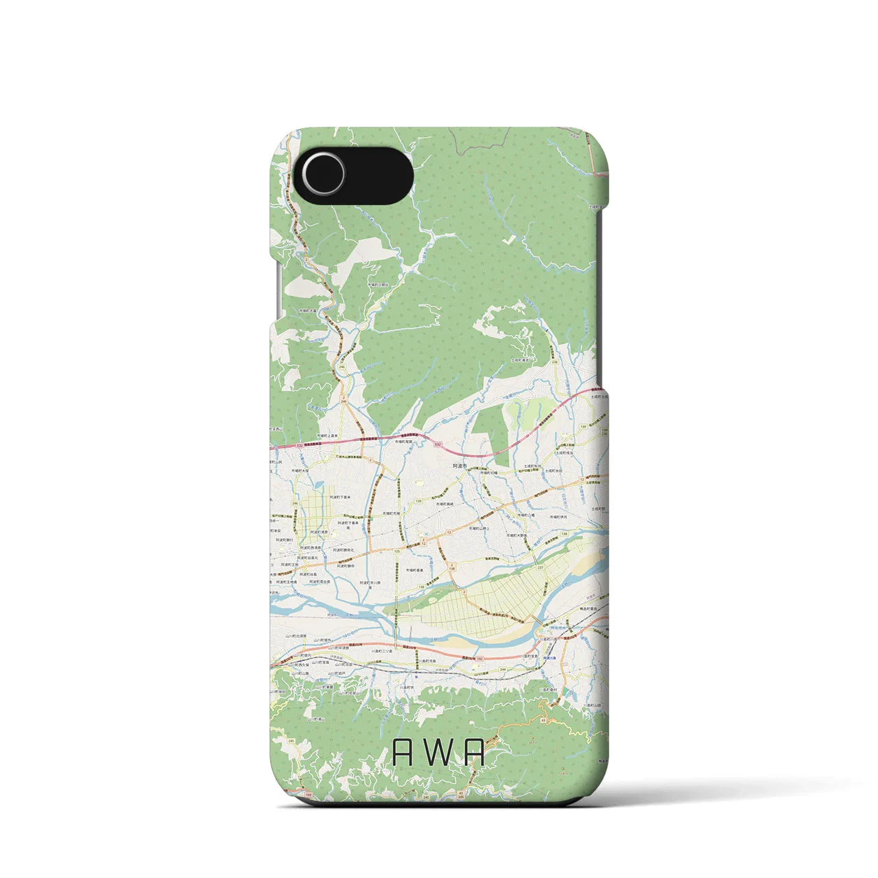 【阿波(徳島県)】地図柄iPhoneケース(バックカバータイプ)