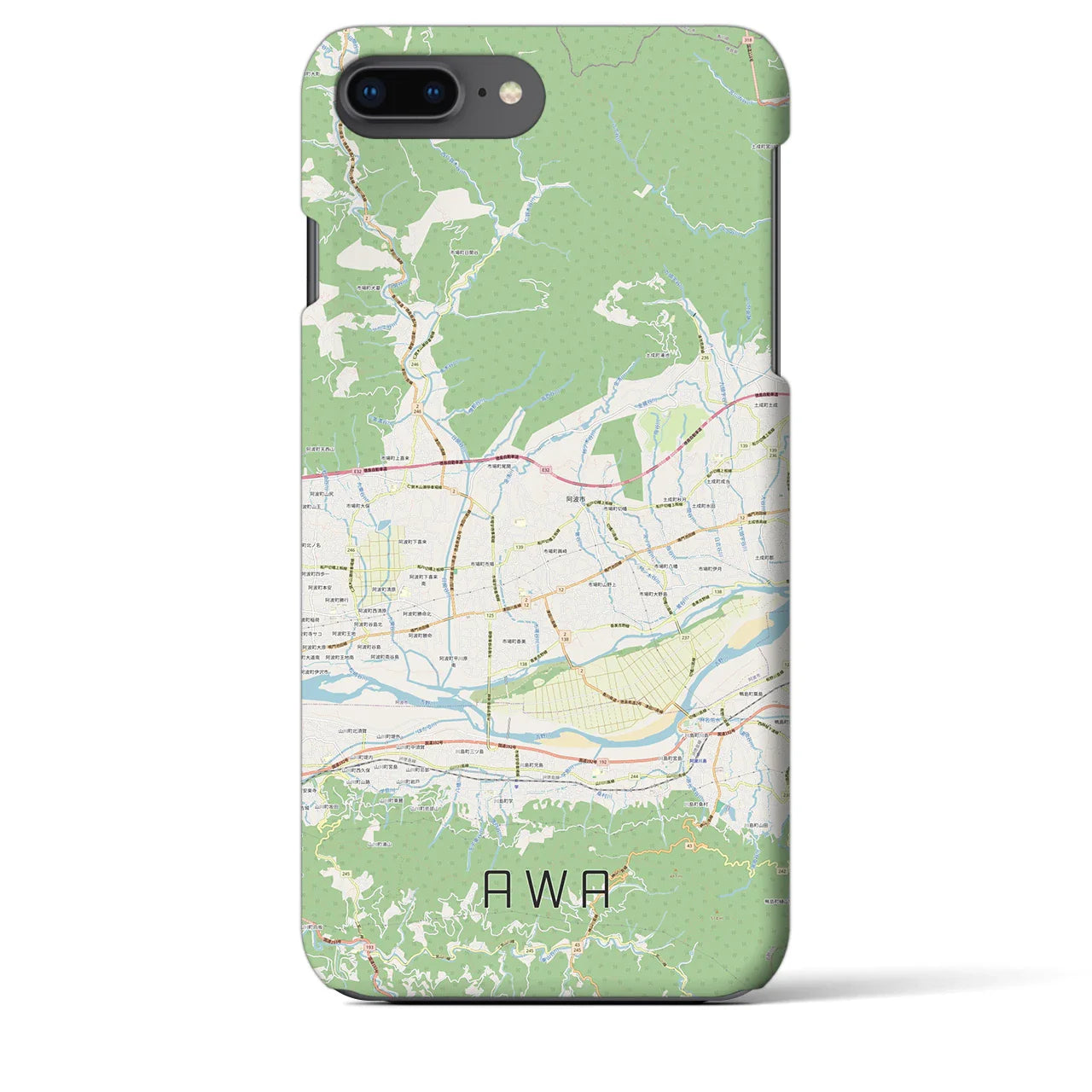 【阿波(徳島県)】地図柄iPhoneケース(バックカバータイプ)