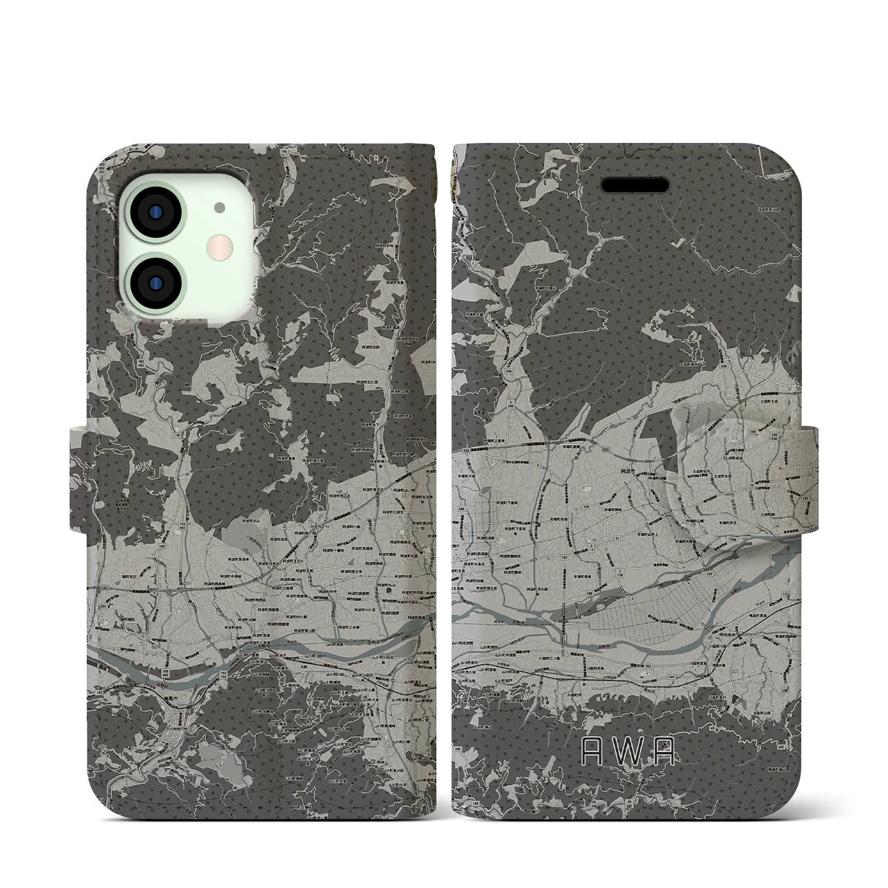 【阿波(徳島県)】地図柄iPhoneケース(手帳タイプ)