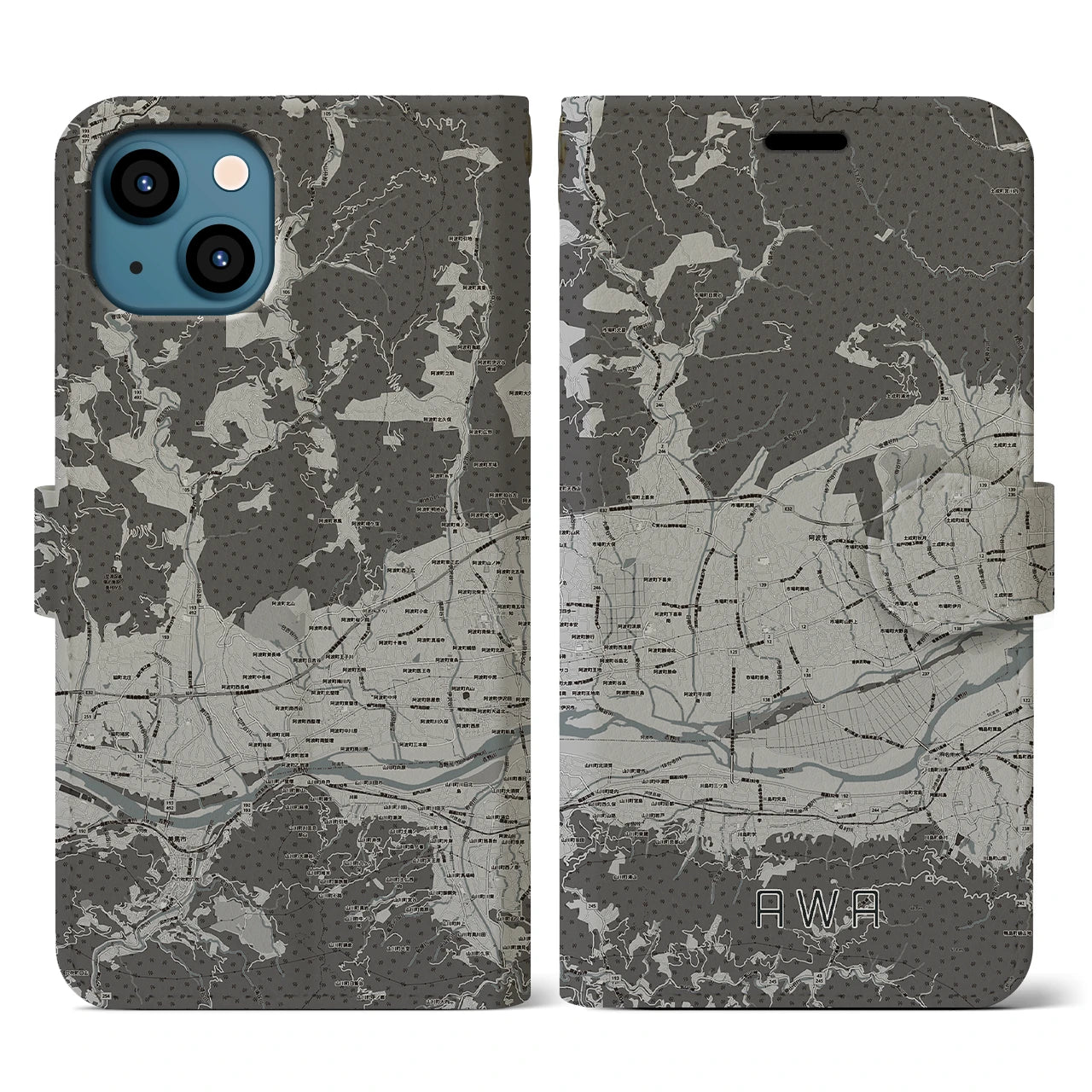 【阿波(徳島県)】地図柄iPhoneケース(手帳タイプ)