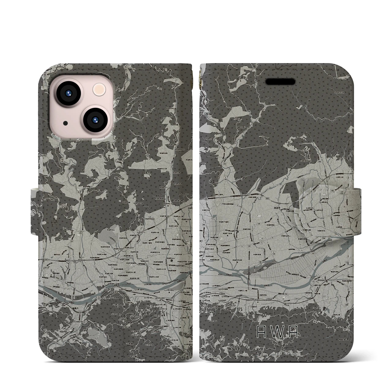 【阿波(徳島県)】地図柄iPhoneケース(手帳タイプ)