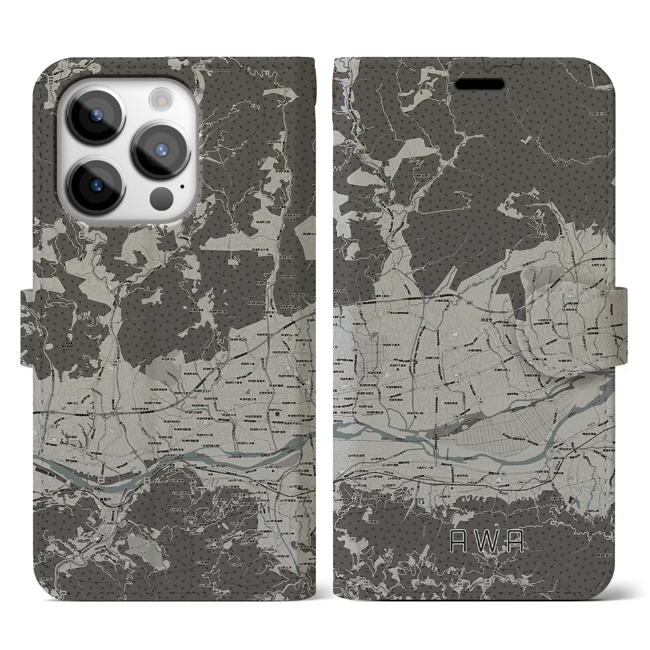 【阿波(徳島県)】地図柄iPhoneケース(手帳タイプ)