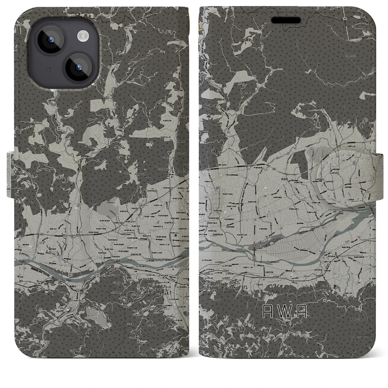 【阿波(徳島県)】地図柄iPhoneケース(手帳タイプ)