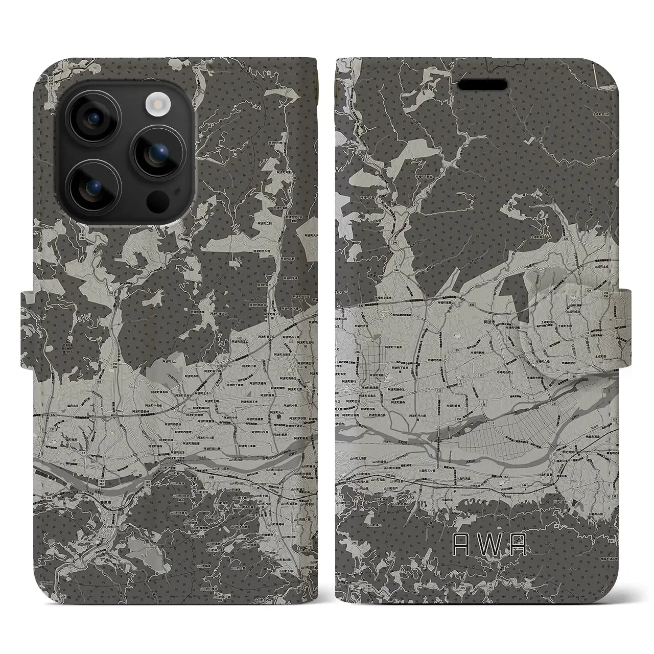 【阿波(徳島県)】地図柄iPhoneケース(手帳タイプ)