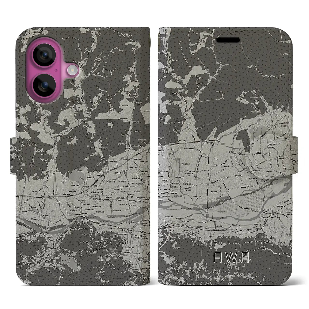 【阿波(徳島県)】地図柄iPhoneケース(手帳タイプ)