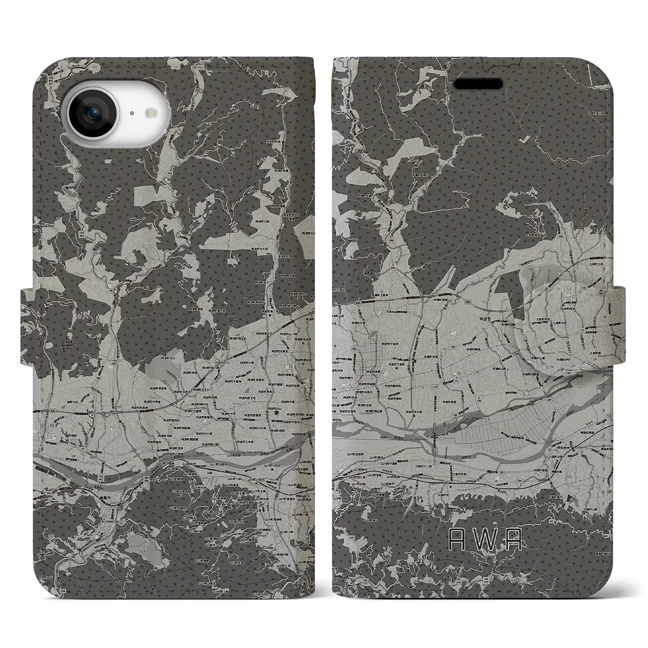 【阿波(徳島県)】地図柄iPhoneケース(手帳タイプ)