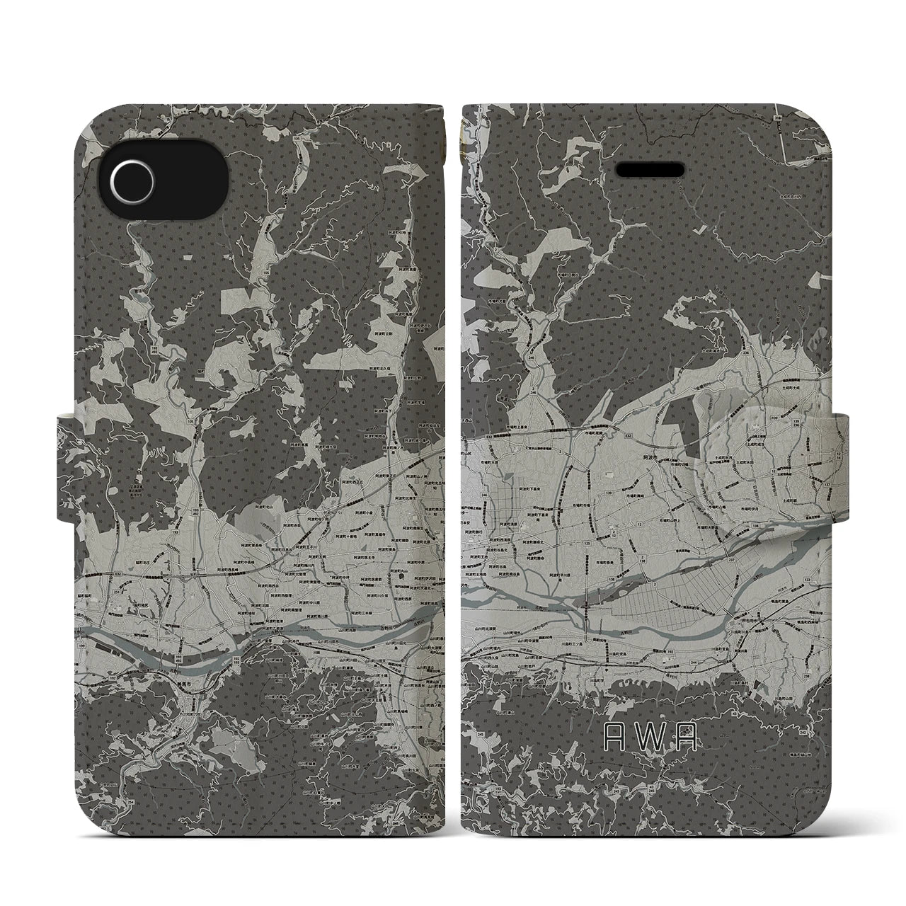 【阿波(徳島県)】地図柄iPhoneケース(手帳タイプ)