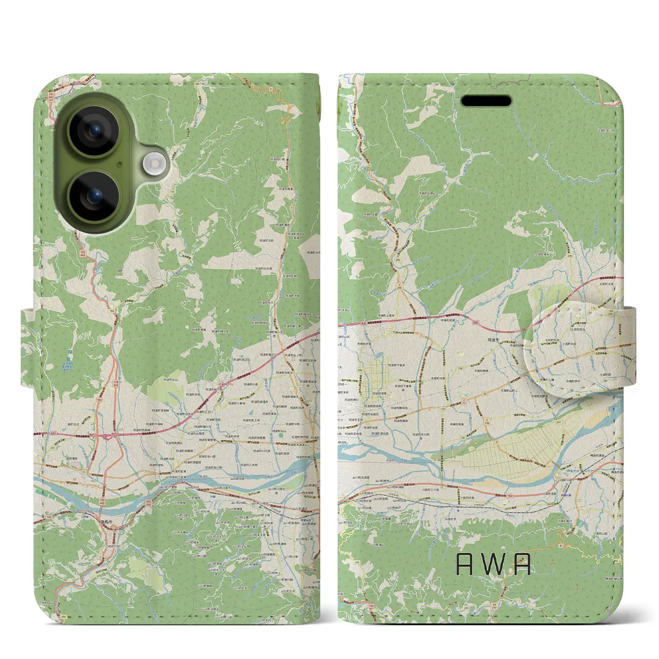 【阿波(徳島県)】地図柄iPhoneケース(手帳タイプ)