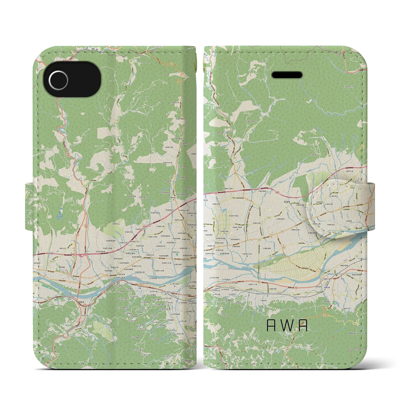 【阿波(徳島県)】地図柄iPhoneケース(手帳タイプ)