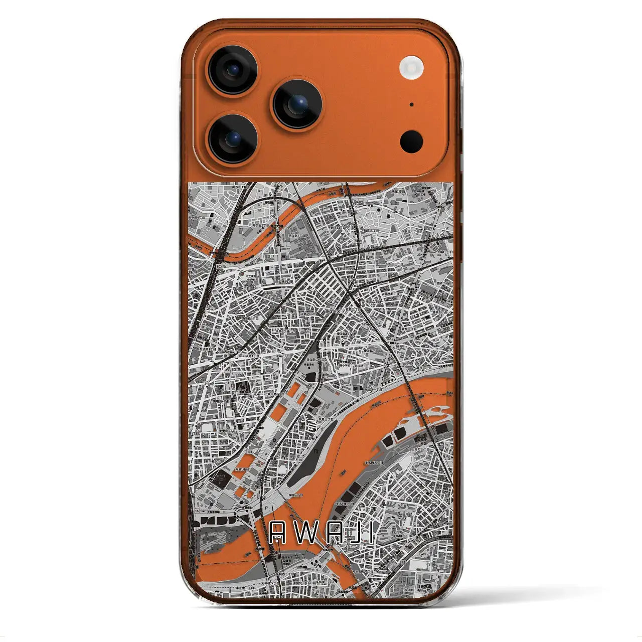 【淡路(大阪府)】地図柄iPhoneケース(クリアタイプ)モノトーン・iPhone 17 Pro Max 用