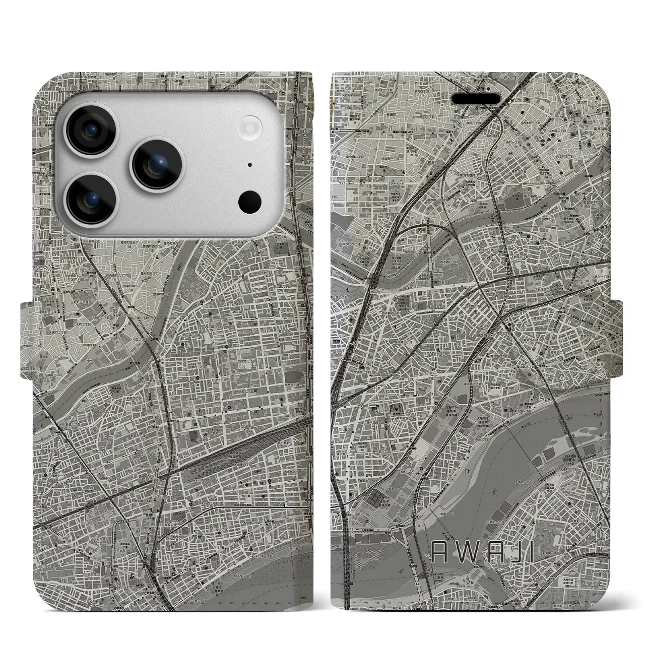 【淡路(大阪府)】地図柄iPhoneケース(手帳タイプ)