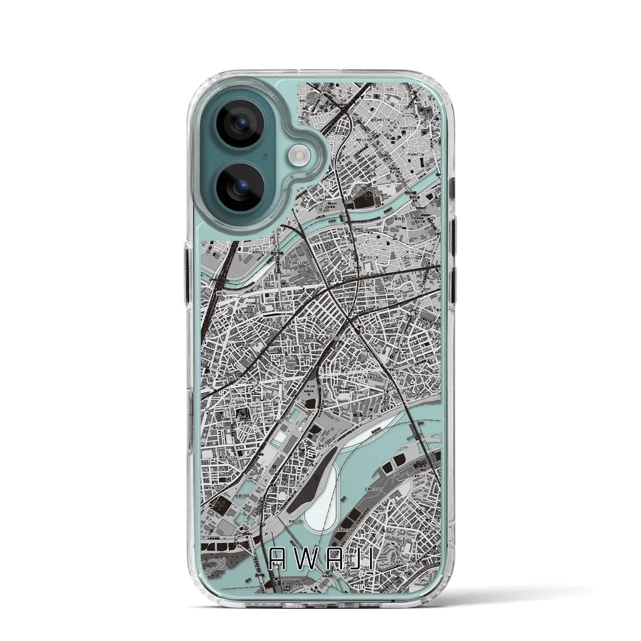 【淡路(大阪府)】地図柄iPhoneケース(MagSafeタイプ)モノトーン・iPhone 16 Pro 用
