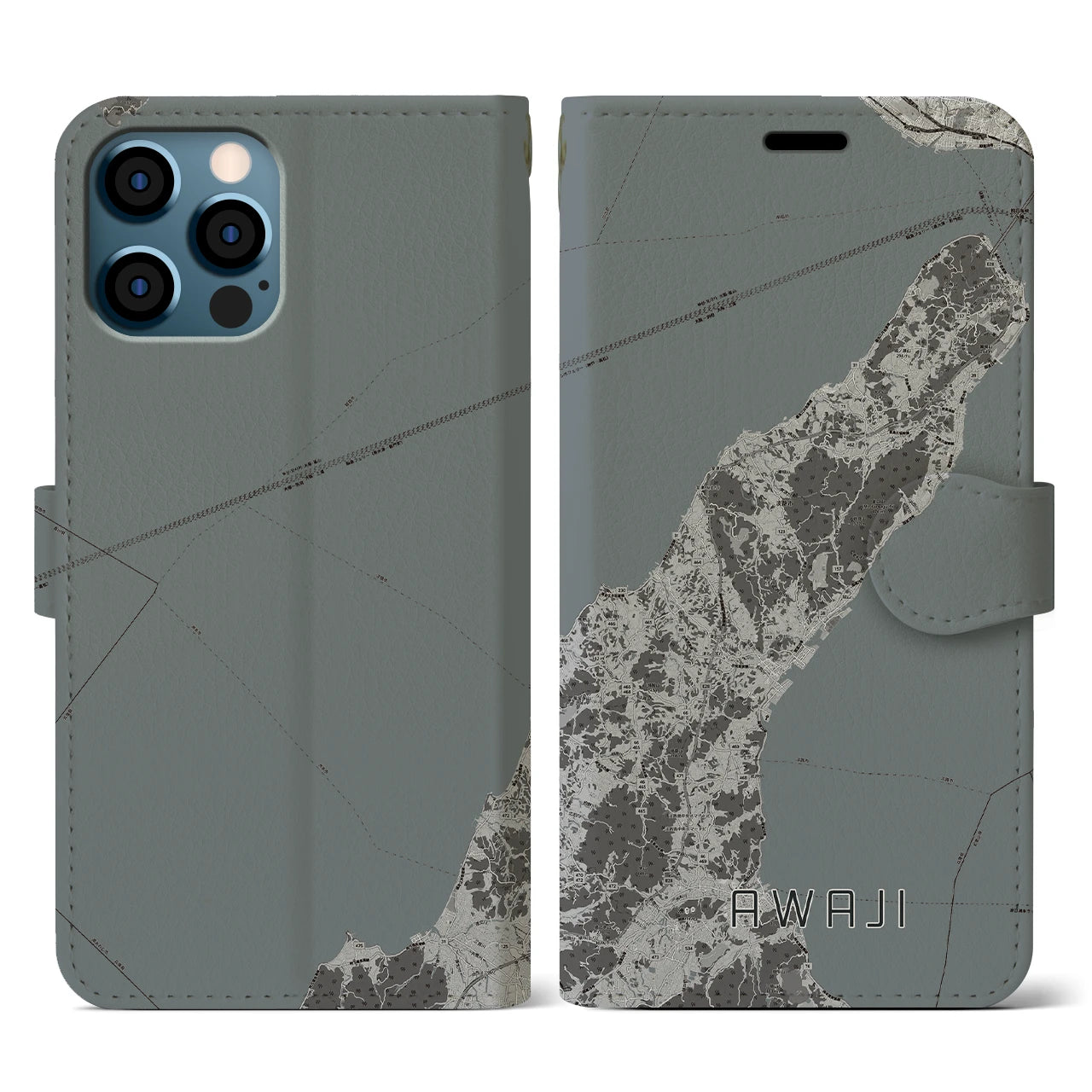 【淡路(兵庫県)】地図柄iPhoneケース(手帳タイプ)