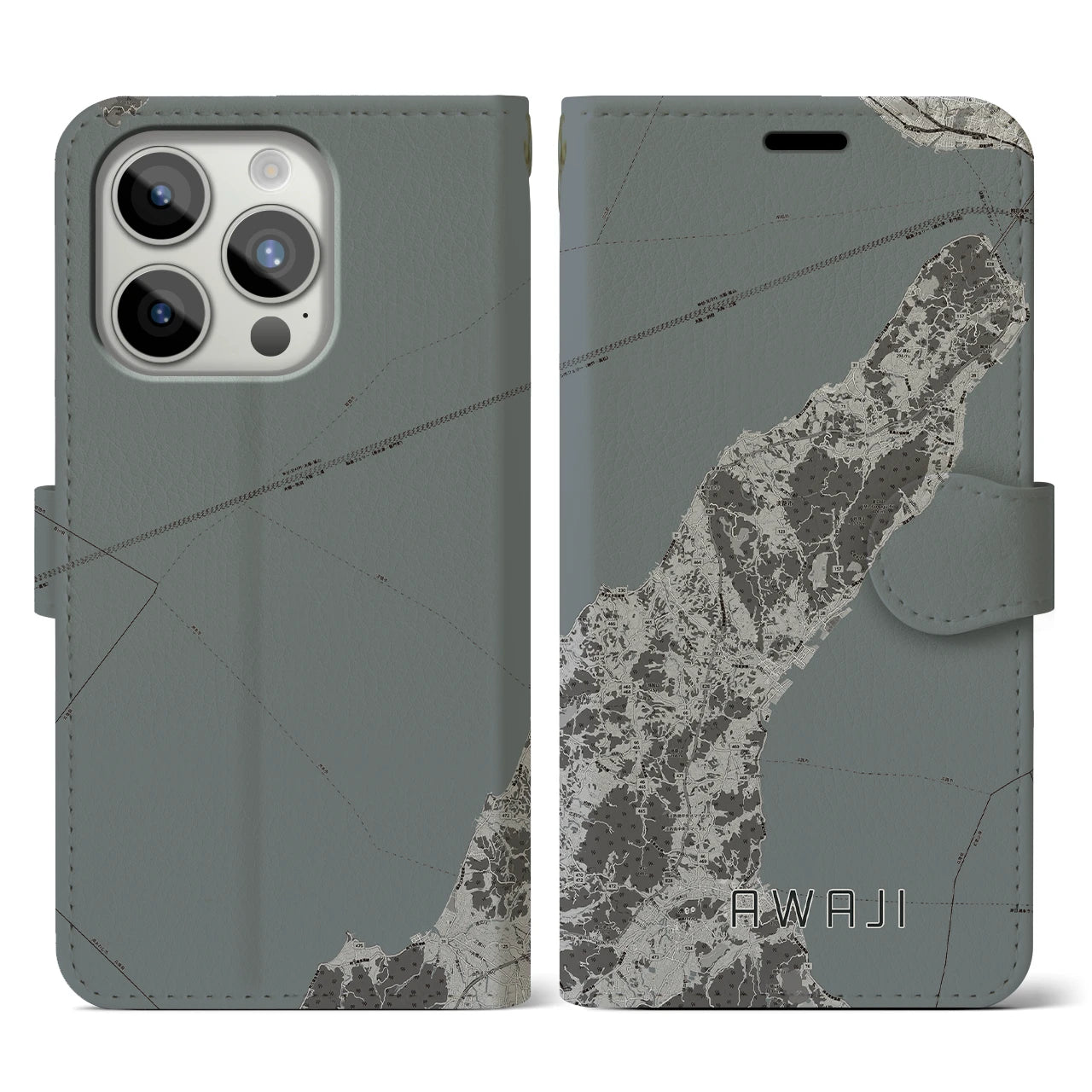 【淡路(兵庫県)】地図柄iPhoneケース(手帳タイプ)