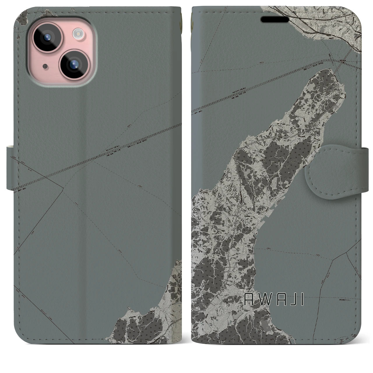 【淡路(兵庫県)】地図柄iPhoneケース(手帳タイプ)