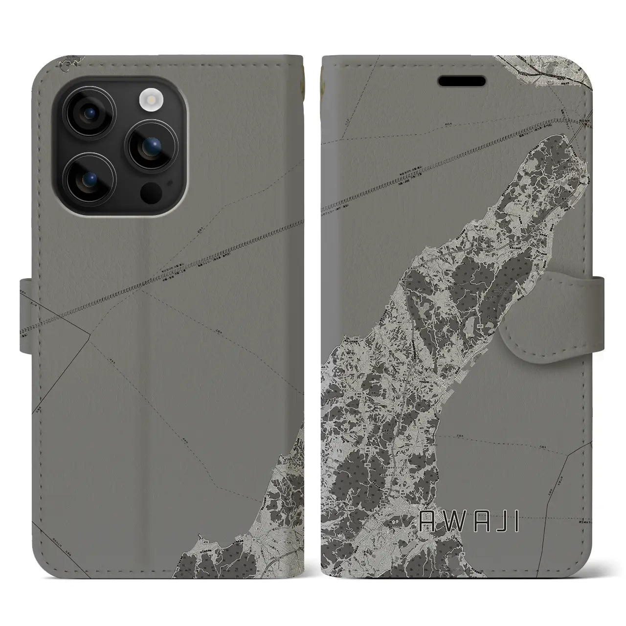 【淡路(兵庫県)】地図柄iPhoneケース(手帳タイプ)