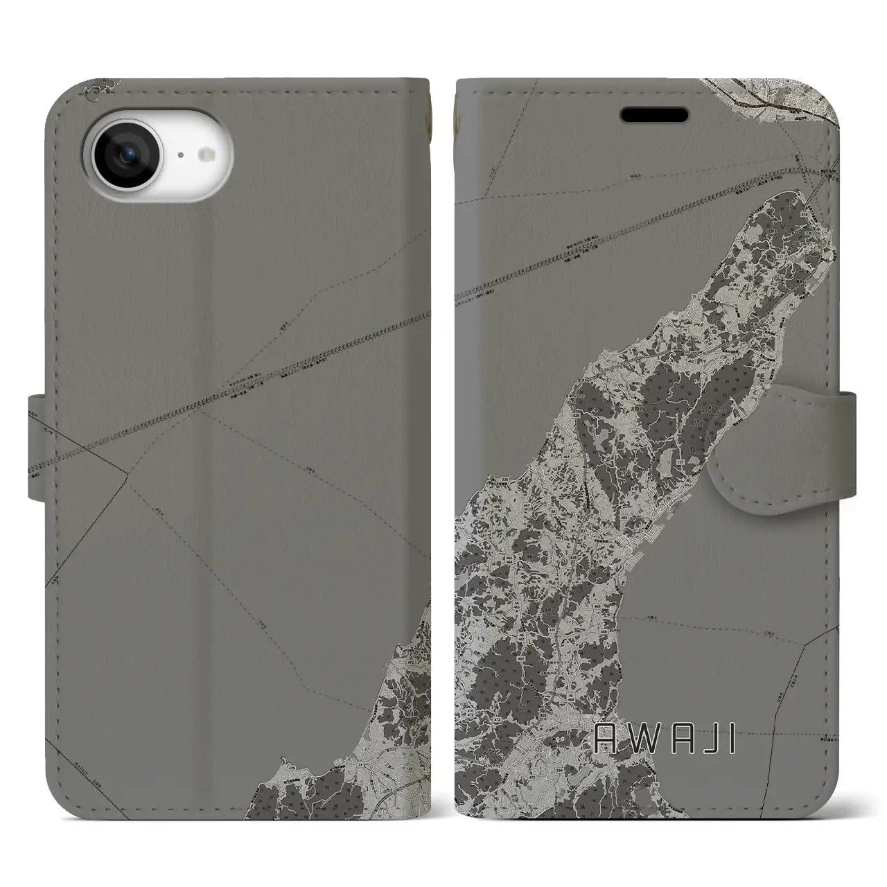 【淡路(兵庫県)】地図柄iPhoneケース(手帳タイプ)